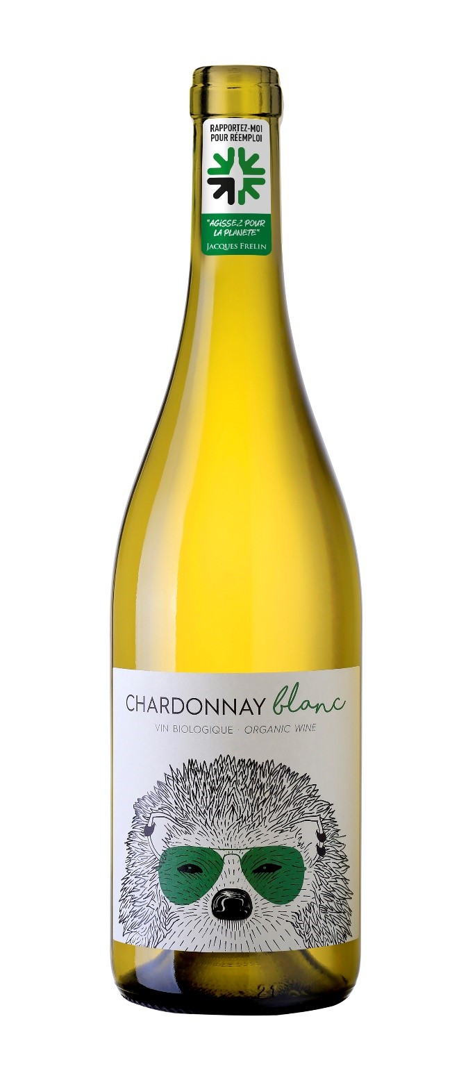Bouteille de Chardonnay Blanc Jacques Frelin Vin de France Hérisson Malin